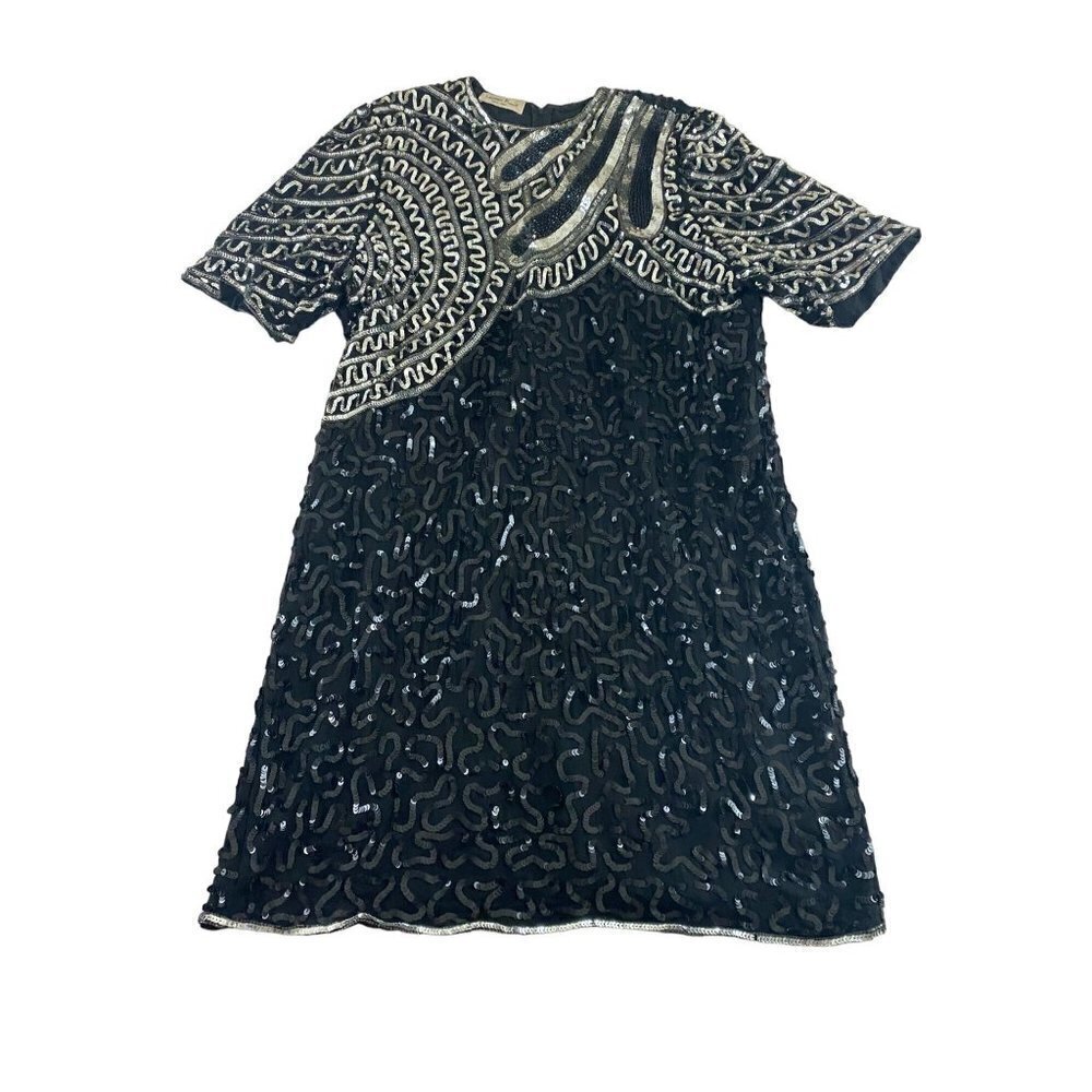 Vintage Laurence Kazer Women's Full Sequin 80's Dress - XL
